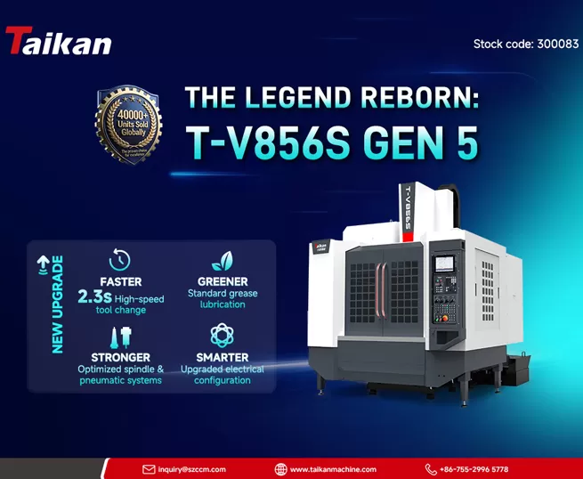 El próximo capítulo de un éxito de ventas global: Taikan Machine presenta el centro de mecanizado vertical de 5ª generación T-V856S